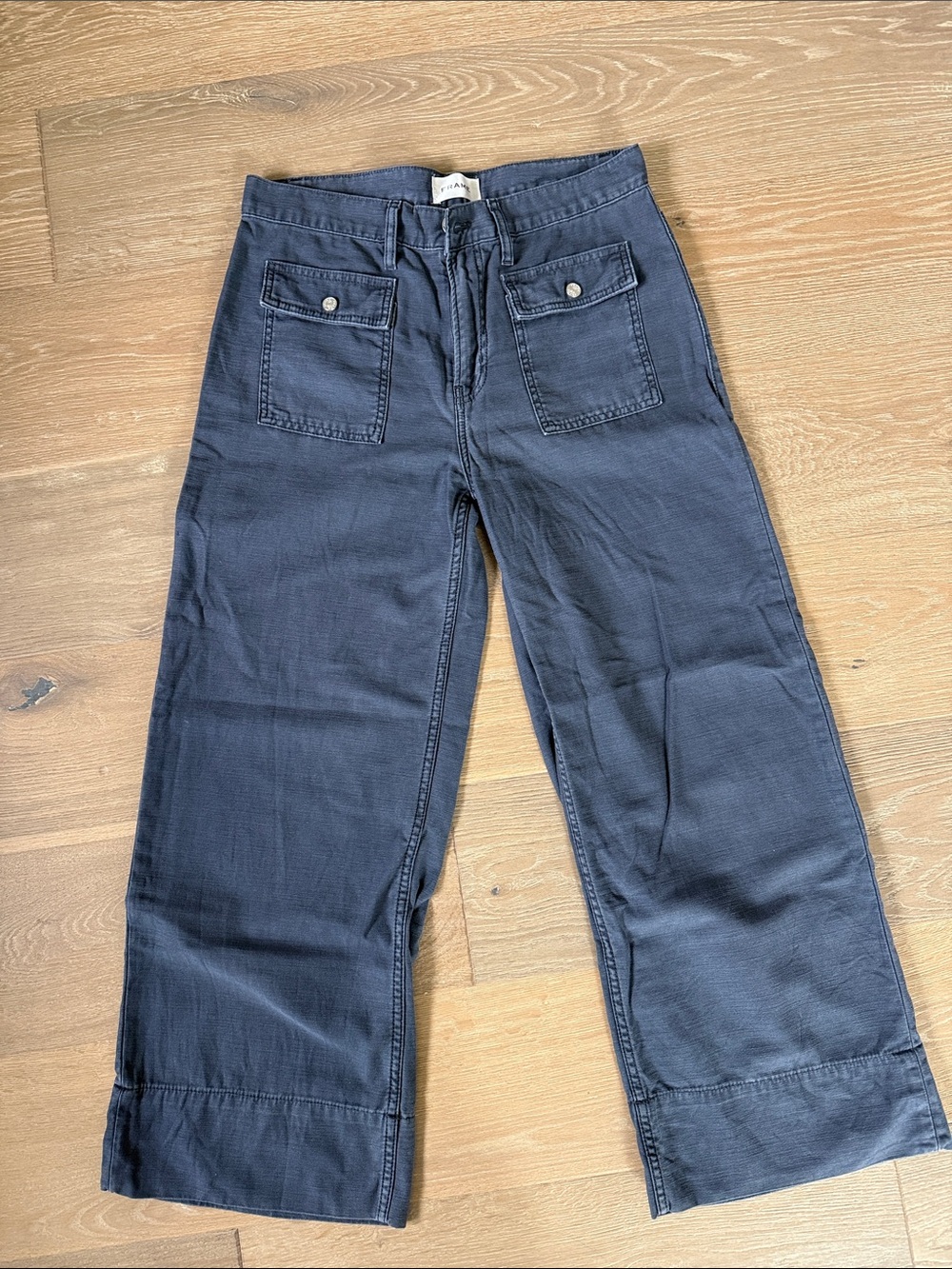 Frame Denim Navy Wide-Leg Cargo-Style Pants